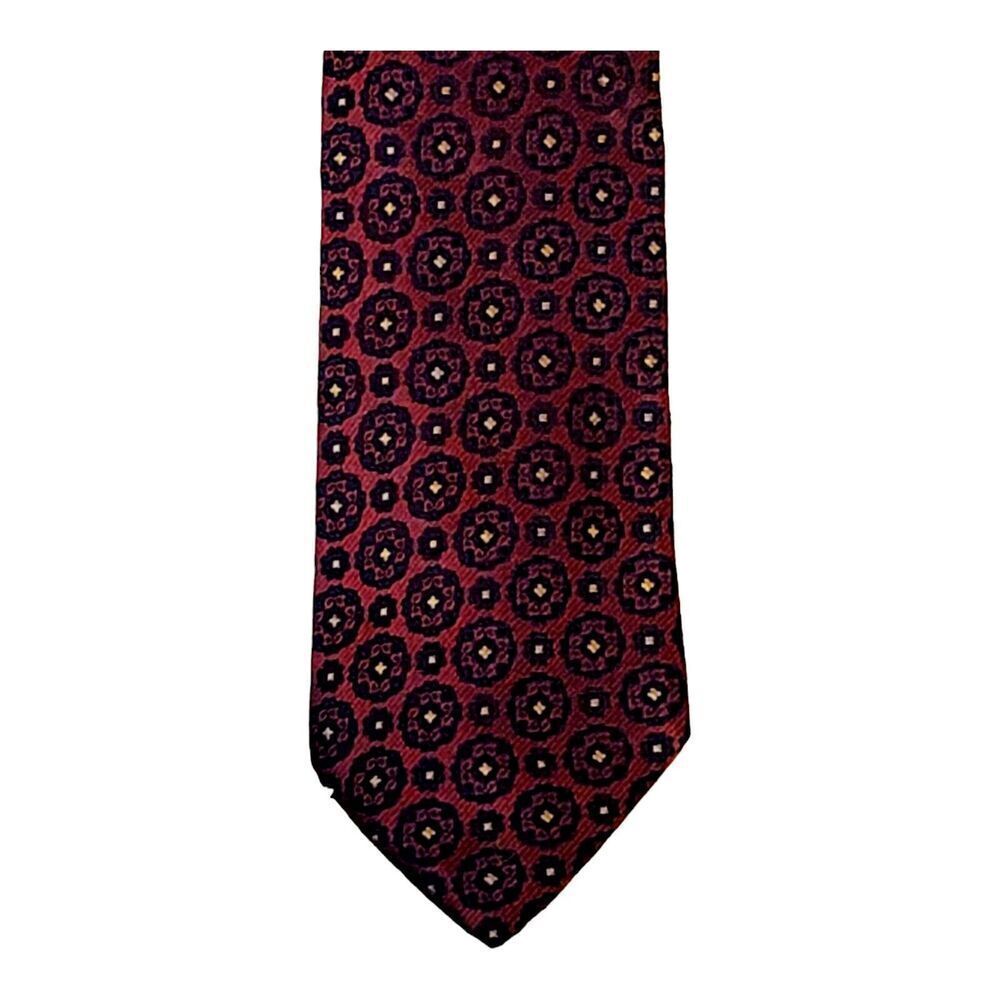 Club Room Men's Neck Tie Maroon Paisley 100% Silk Luxury Designer‎ Italy